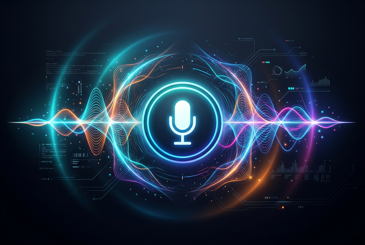 Voice mode interface with microphone button and waveforms